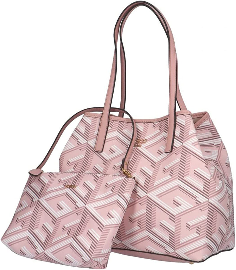 Guess borsa rosa donna similpelle con logo all over dettaglio multicolore  frontale logo sul davanti