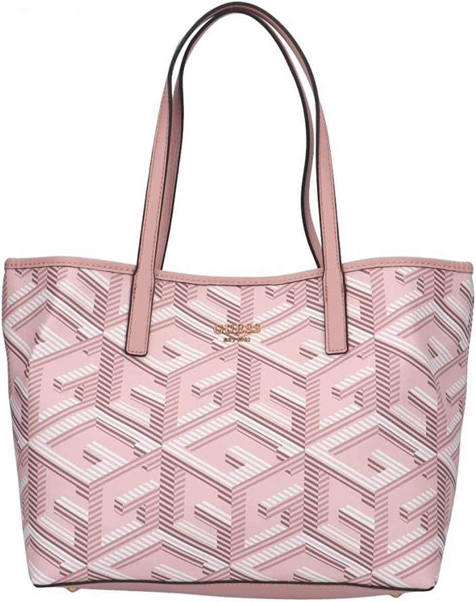 Guess borsa rosa donna similpelle con logo all over dettaglio multicolore  frontale logo sul davanti